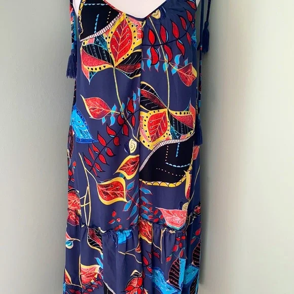 Finn & Grace Blue floral tassel spaghetti strap Dress - Picture 2 of 4